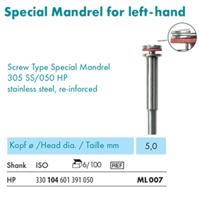 NTI Mandrel for Left Hand Screw Type HP - Pack 6