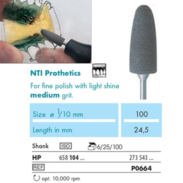 NTI Prothetics Acrylic Polisher HP P0664 273 100 Medium - Pack 6