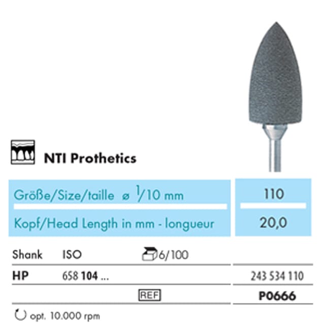 NTI Prothetics Acrylic Polisher HP P0666 243 110 Medium - Pack 6