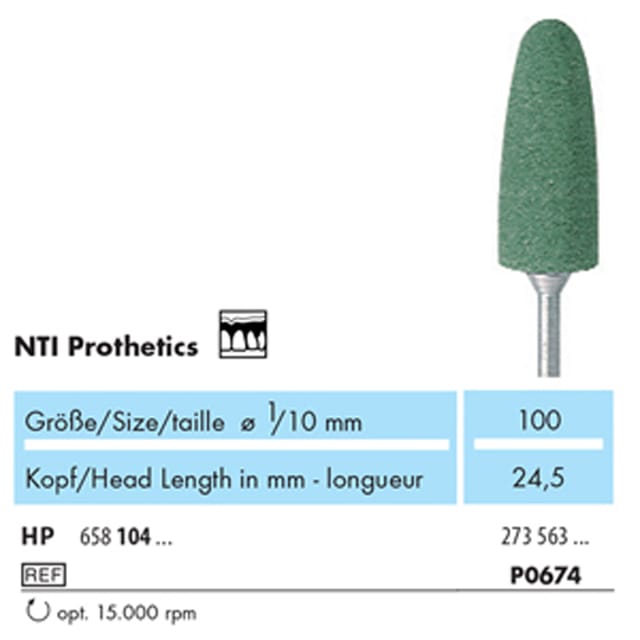 NTI Prothetics Acrylic Polisher HP P0674 273 100 Coarse - Pack 6