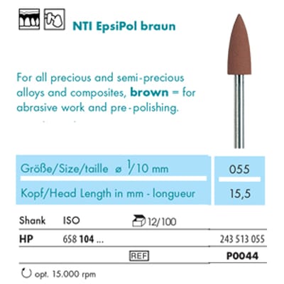 NTI EpsiPol Precious Alloy Pre-Polisher Brown HP P0044 243 055 - Pack 12