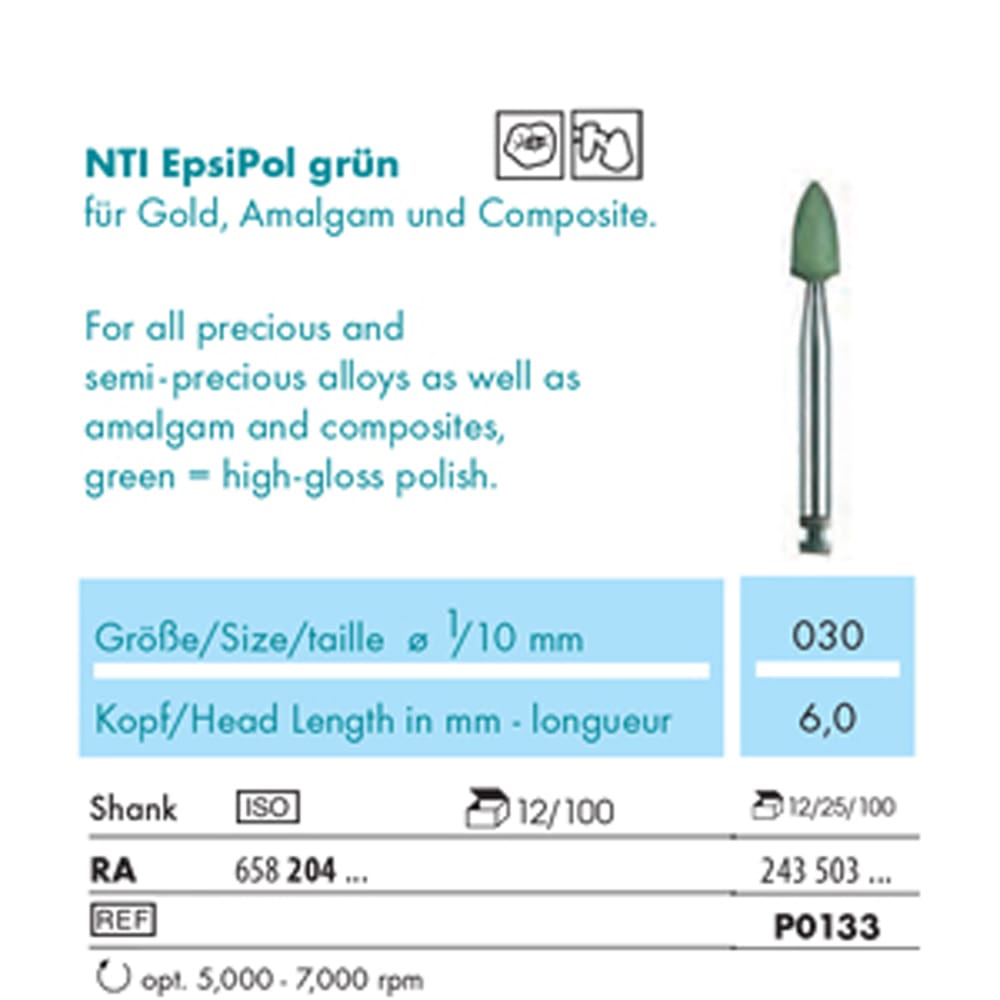 NTI EpsiPol Precious Alloy Pre-Polisher Green RA P0133 243 030 - Pack 12