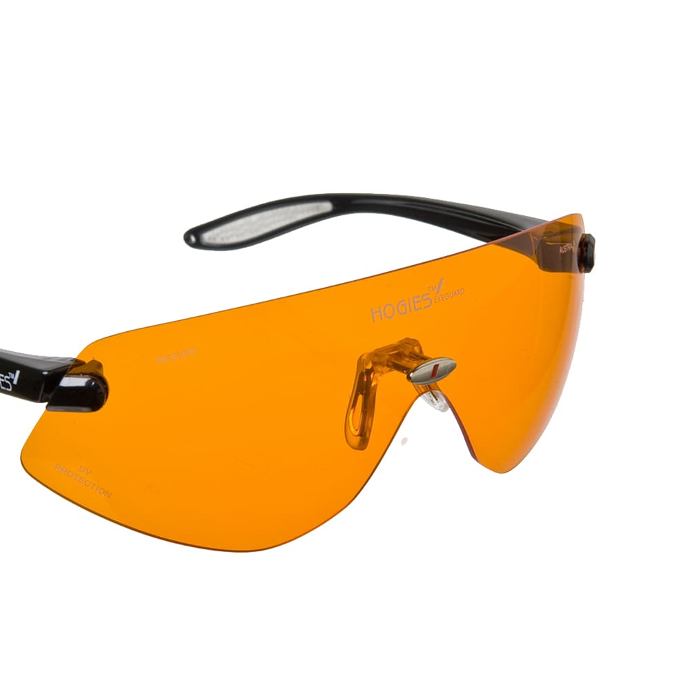 Hogies Eyeguard Safety Glasses Black Frame Orange Lens