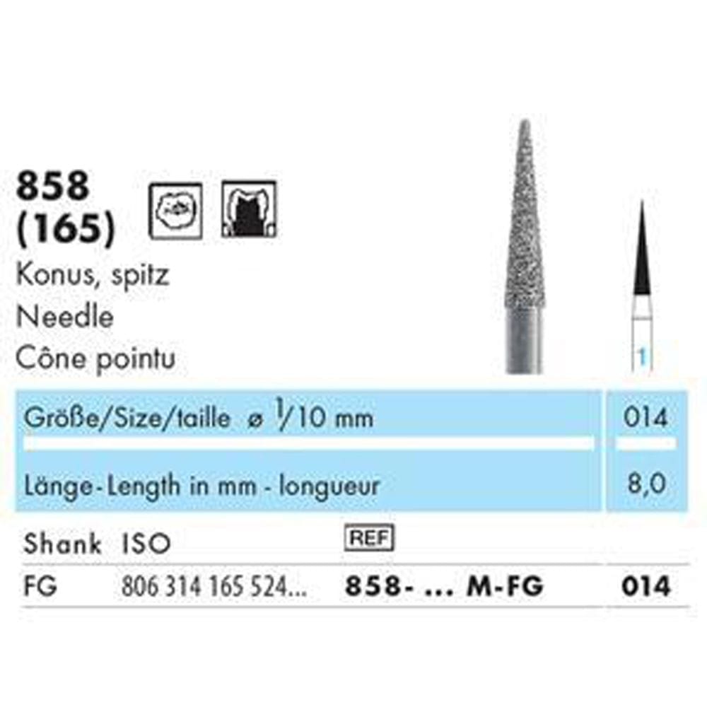 NTI Diamond Bur FG Needle 858 Pack 5