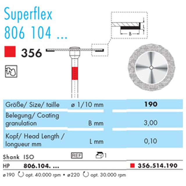 NTI Diamond Disc Superflex HP 356 190 Fine - Each