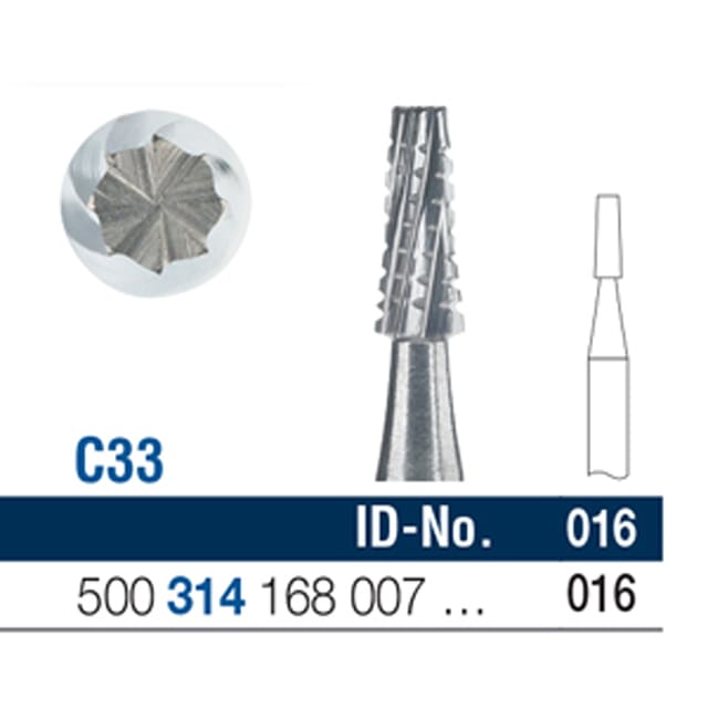 Ela Carbide Bur FG Tapered Fissure Fig 33, 168 016 (702) Cross Cut - Pack 6