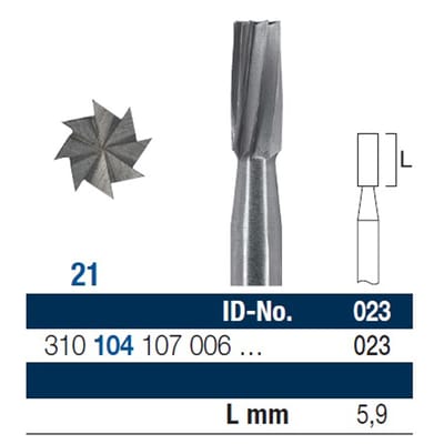 Ela Steel Bur RA Cylinder Flat End Fig 21, 107 023 - Pack 10