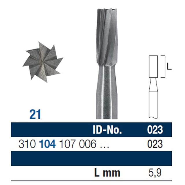 Ela Steel Bur RA Cylinder Flat End Fig 21, 107 023 - Pack 10