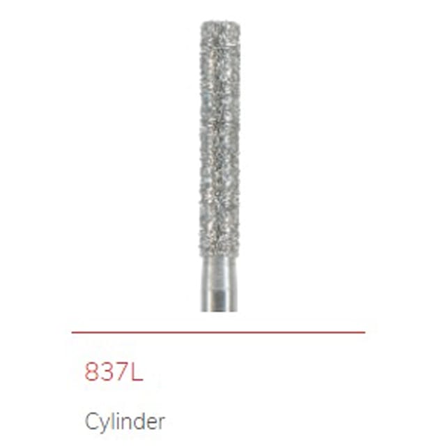 NTI Diamond Bur FG Cylinder Long 837L - Pack 5