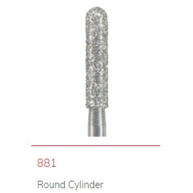 NTI Diamond Bur FG Round End Cylinder 881 Pack 5