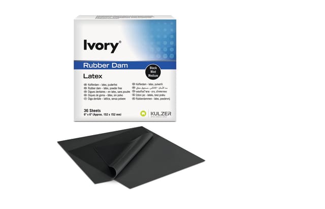 Ivory Rubber Dam 6x6 Black Medium Mint - 36 Sheets