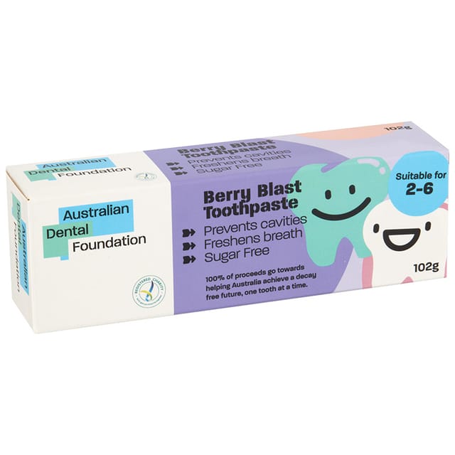 ADF Young Child Toothpaste, Berry Blast w/F, 102g Tube, 2-6 years old