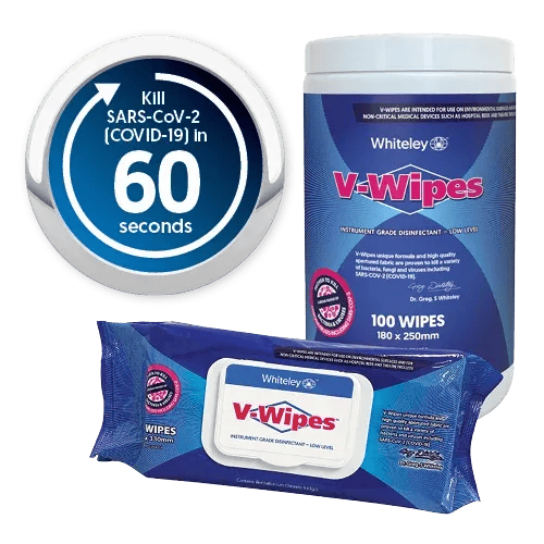 V-Wipes Instrument Grade Disinfectant Wipes (Low Level), 100 Wipes - Canister  1 (Short Expiry)