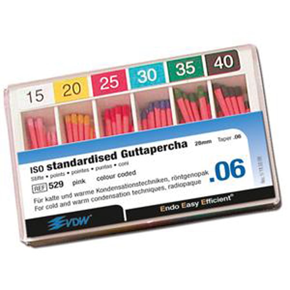 VDW Gutta Percha Points Tapered CC tips - slide cassette