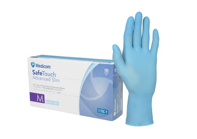 SafeTouch Advanced Slim - Blue Nitrile Examination Powder Free Gloves