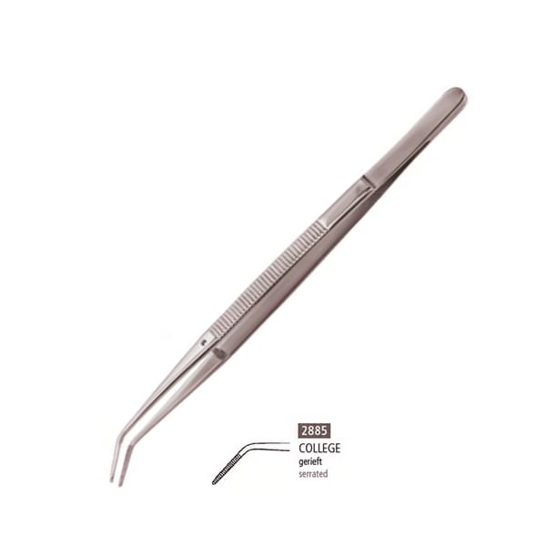 Sword Tweezers College Angled Serrated Long 15cm, 2885