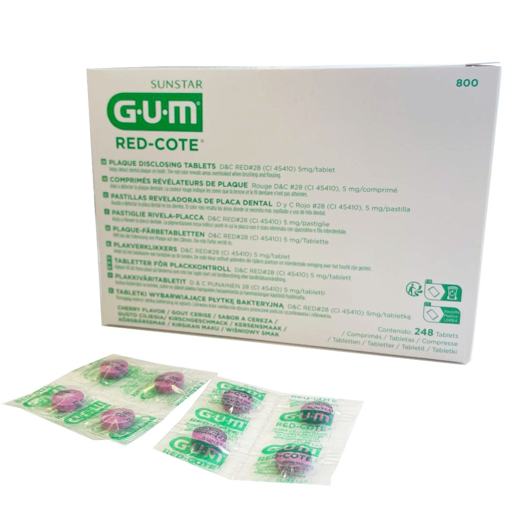 Gum Red-Cote Disclosing Tablets, 4 Tablets per Strip - 62 Strips per Box