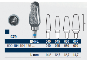 Carbide Bur HP Cutter Fig 79, 194 045 Medium Plain Cut - Pack 1 *WSL