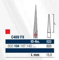 Carbide Bur HP Needle Cutter Fig 489FX, 187 023 Fine Cross Cut - Pack 1 *WSL