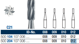 Carbide Bur RA Cylinder Flat End Fig 21, 107 012 (58) - Pack 6 *WSL