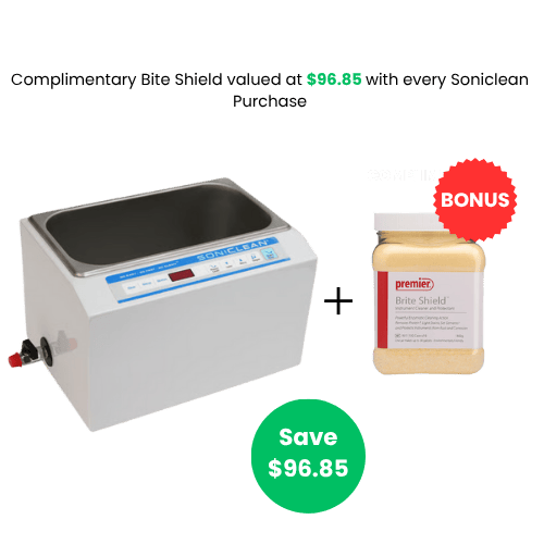 Soniclean 250TD Ultrasonic Cleaner 6L + PRE11100 Brite Shield Inst Cleaner 800g Promo Bundle
