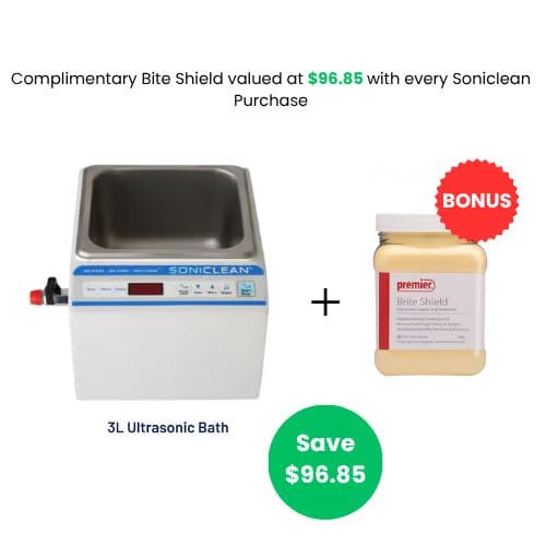 Soniclean Ultrasonic Cleaner  + PRE11100 Brite Shield Inst Cleaner 800g Promo Bundle