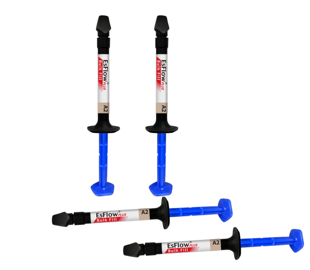 EsFlow Plus  Bulk Fill Light-Cured Flowable Composite Resin MV A2 - 2.5g x 2 Syringes
