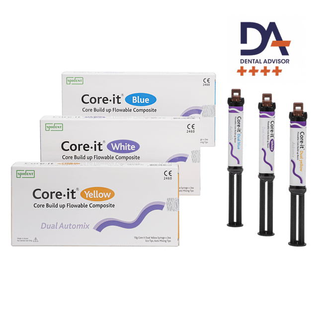 Core it Dual Flowable Dual Cured Core Build-up Auto Syringe Resin - 10g x 2 Syringes