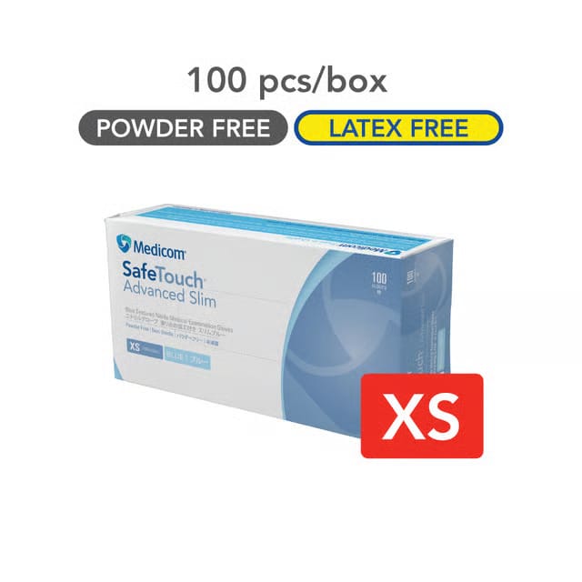 SafeTouch Advanced Slim Blue Nitrile Gloves Powder Free, X-Small - Box 100