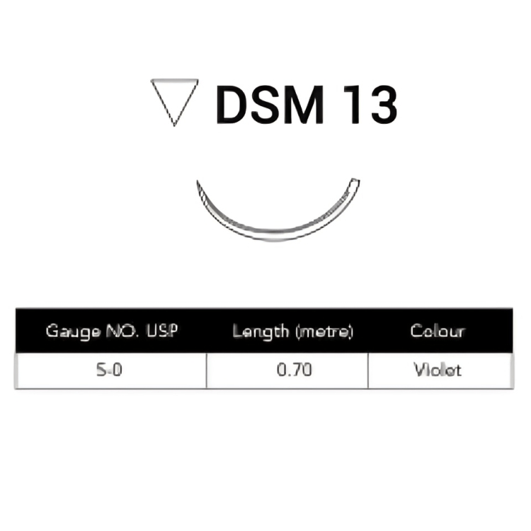 Glycolon Sutures 5/0 13mm 3/8 Circ R/Cut Violet 70cm DSM13 - Box 24