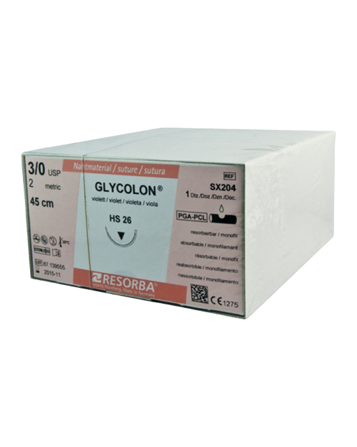 Glycolon Sutures 3/0 26mm 1/2 Circ R/Cut Violet 45cm HS26 - Box 12