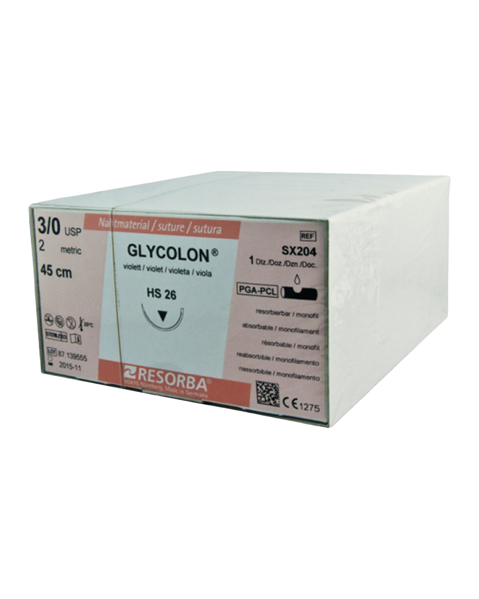 Glycolon Sutures 3/0 26mm 1/2 Circ R/Cut Violet 45cm HS26 - Box 12