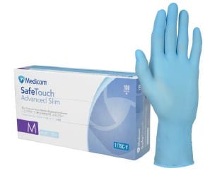 SafeTouch Advanced Slim Blue Nitrile Gloves Powder Free
