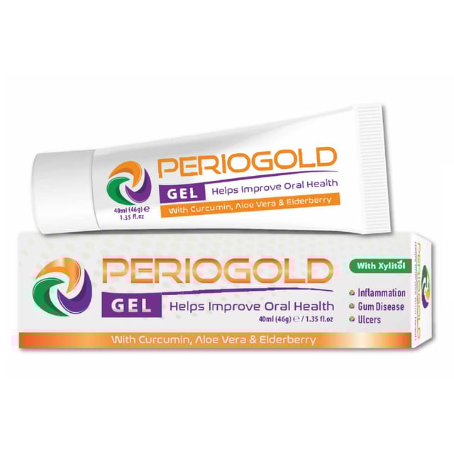 PerioGold Gel 46g with Xylitol, Curcumin, Aloe Vera & Elderberry - 40ml Tube