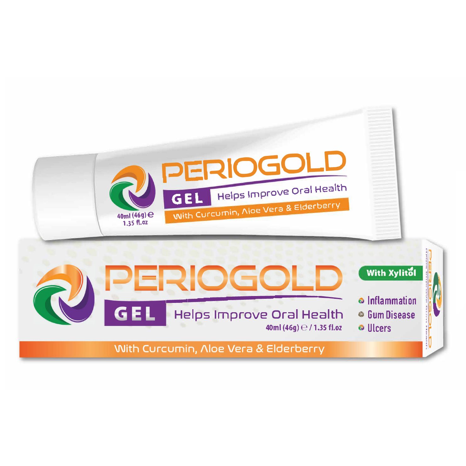 PerioGold Gel 46g with Xylitol, Curcumin, Aloe Vera & Elderberry - 40ml Tube