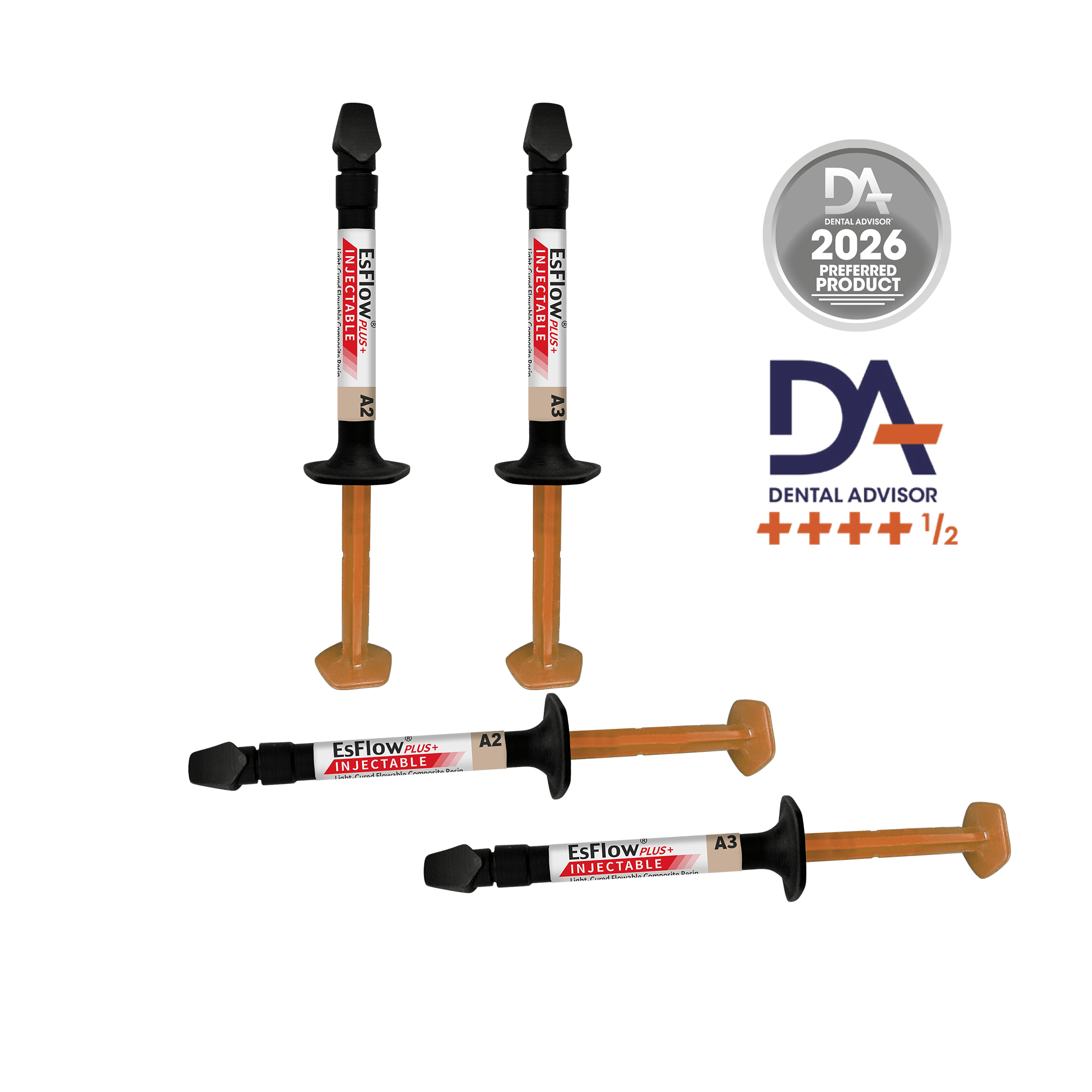 EsFlow Plus Injectable Light-Cured Flowable 2x 2.5g Syringes