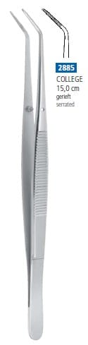 Sword Tweezers College Angled Serrated Long 15cm, 2885