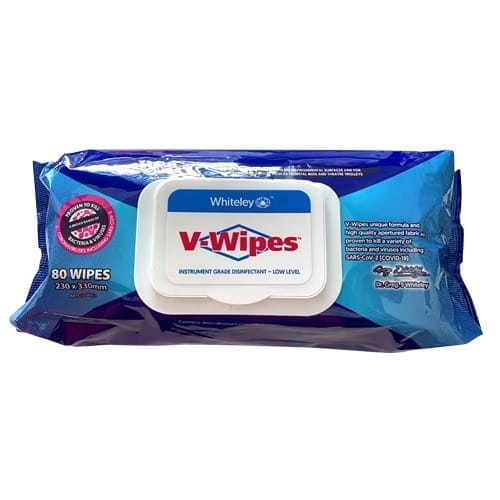 V-Wipes Instrument Grade Disinfectant Wipes (Low Level), 80 Flat Wipes